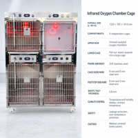 Chambre à oxygène vétérinaire, cage à quatre compartiments, acier inoxydable 304, chauffage infrarouge, boîte moderne pour animaux de compagnie