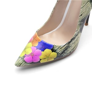 Escarpins pour femmes à bout pointu, talons hauts de 12 cm, chaussures de soirée à talons aiguilles, imprimé floral, chaussures de mariage - Product Image 5