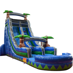 Toboggan gonflable bleu commercial Offre Spéciale d'écrasement avec le château <span class=keywords><strong>de</strong></span> glissière d'eau d'arrière-cour <span class=keywords><strong>de</strong></span> piscine pour l'amusement <span class=keywords><strong>de</strong></span> famille - Product Image 1