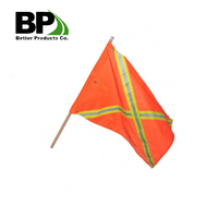 Drapeau de sécurité routière - Poteau en bois rond - Finition lisse