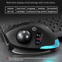 Souris à trackball ZELOTES F-33pro, sans fil, trois modes, personnalisable, 8 souris programmables avec écran d'affichage et boutons multifonctions