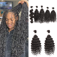 Cheveux humains à tresser 18 pouces, ondulés profonds, en vrac, sans trame, cheveux vierges brésiliens 12A pour tresses bohèmes