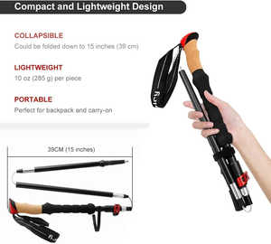 <span class=keywords><strong>Bastones</strong></span> nórdicos plegables, <span class=keywords><strong>bastones</strong></span> de senderismo telescópicos, bolsa de polietileno de aluminio <span class=keywords><strong>para</strong></span> exteriores OEM a precio de fábrica 135 - Product Image 4