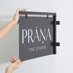 Studio Cafe Shop Custom Logo Rectangle Square Blade <b>Sign</b> Outdoor <b>Wall</b> Mounted Stainless Steel Blade Signage for Store - Product Image 3