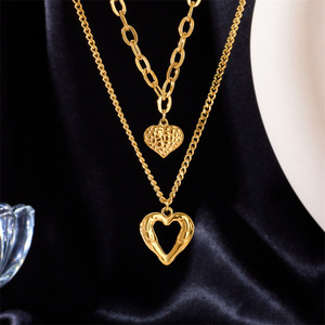 MW 18k镀金不锈钢多层女式项链: 蝴蝶、心形锁、珍珠和刻字设计 - Product Image 3