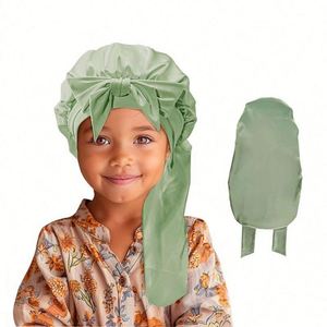 Gorro de Dormir Largo de Seda y Satén para Niñas, con Banda Elástica para Cabello Rizado, Regalo Promocional - Product Image 2