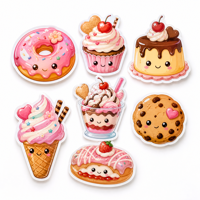 Pack d'autocollants personnalisés Kawaii Donut Sweets Dessert avec vinyle PVC brillant imperméable découpé à l'emporte-pièce pour ordinateur portable, boîte à lunch, carnet, tasse