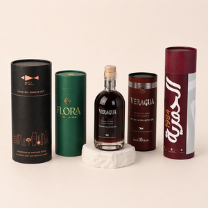 Custom Printed Biodegradable <b>Spirit</b> Wine Bottle Whisky Paper Tube Packaging Premium Rigid Kraft Cardboard Tube Cylinder Box - Product Image 1
