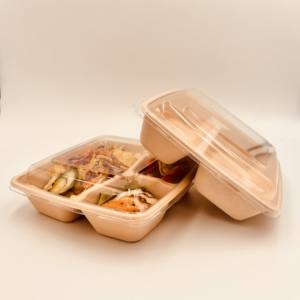 Gran oferta, caja Bento reciclable, a prueba de aceite al agua, caña de azúcar, pulpa de bagazo, PET, contenedor de comida rápida de alta calidad, <span class=keywords><strong>Sushi</strong></span> para llevar UV - Product Image 2