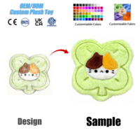 Porte-clés en peluche personnalisé à quatre feuilles, porte-monnaie, pendentif de sac porte-bonheur chat mignon, jouet en peluche vert, cadeau, vente en gros, OEM personnalisé