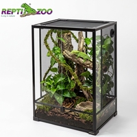 Terrarium vertical en verre REPTIZOO 24x18x36 avec ouverture frontale, emballage solide, habitat pour caméléon vert