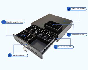Caja Registradora KASROW con Tres Niveles <span class=keywords><strong>de</strong></span> Seguridad, Almacenamiento <span class=keywords><strong>de</strong></span> <span class=keywords><strong>Monedas</strong></span> y Billetes, Apertura Automática, para Supermercados, 1 Año <span class=keywords><strong>de</strong></span> Garantía - Product Image 3