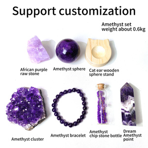10 + ans d'expérience fournir de l'énergie spirituelle guérison cristal pierre brute sphère Bracelet grappe améthyste ensemble pour Souvenir - Product Image 3