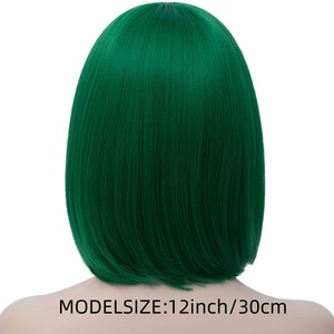 Perruques Bob européennes et américaines pour femmes, multicolores, avec frange, <span class=keywords><strong>cheveux</strong></span> courts, pleine tête, en fibre haute température, fabriquées à la machine, pour changer de <span class=keywords><strong>coiffure</strong></span> - Product Image 4