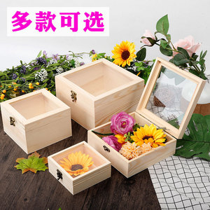 Cajas de regalo de madera con tapa de cristal, rectangulares, de pino, hechas a mano, para recuerdos de boda, regalos para damas de honor, empaques para dulces - Product Image 1