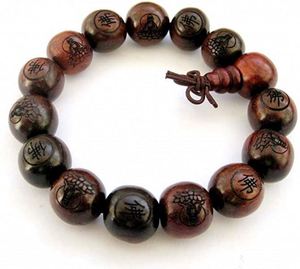 <span class=keywords><strong>Bracelet</strong></span> de prière en bois sculpté avec des perles de bois, représentant Bouddha Kwan-Yin sur un <span class=keywords><strong>lotus</strong></span> - Product Image 2