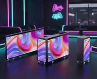 Écran d'affichage LED multi-panneaux pliable et portable sur roulettes pour pubs, menu de boissons interactif, vitrine