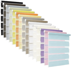 Smart Polyester Vertical Zebra Plain Motors Light Filtering Motorized Zebra <b>Shades</b> WiFi Alexa Remote Control Day Night French - Product Image 1