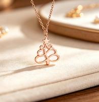 Collier de Noël anti-ternissement, bijoux personnalisés pour femme, pendentif étoile et sapin de Noël, bijoux de fêtes de Noël