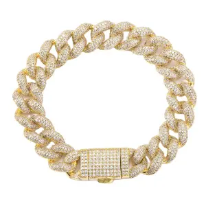 2023 New Design Fashion Trendy Men's And Women's Bracelet 12mm Hiphop Hip Hop Cuban Link Chain Diamond Jewelry Bracelet