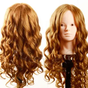 80% human hair without makeup mannequins female women For Hot Curl Iron Hairdressing Manikin Doll Head With Free Clamp Mannequin