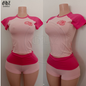 Y2K Zoete Dames Gestreepte Korte Mouwen Pyjama Set Schattige Strik Rug Shorts Tweedelig Loungewear Outfit voor Thuisgebruik Aangepast Logo - Product Image 3