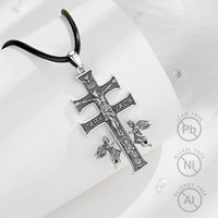 Collier pendentif croix vintage en argent sterling 925 pour femmes et hommes, Jérusalem, chrétien, Jésus-Christ, catholique, Crucifix
