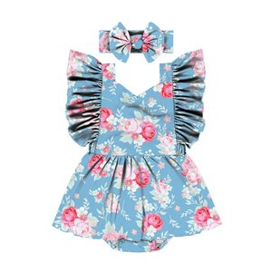 HY-032 Vestido tipo body vintage con cuello en V y estampado de sandía para bebé niña, pelele de verano, nueva moda, mono para niños, ropa infantil - Product Image 3