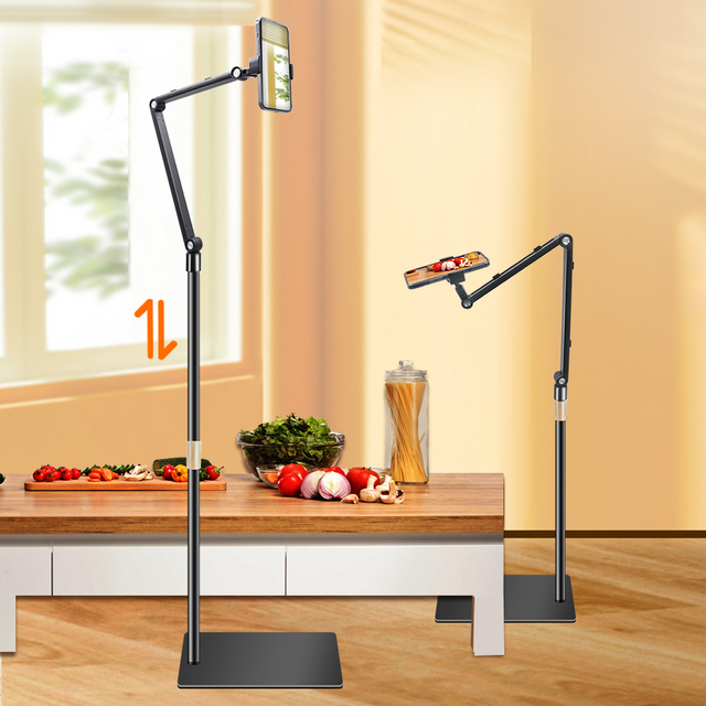 Adjustable 4-12.9 Inch Universal Tablet PC Stand Long Arm Lazy Phone Holder Metal Floor Stand Universal Tablet PC Stands