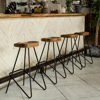 Tabouret de bar haut en bois massif de style américain rétro nordique, créatif et simple, pour usage commercial