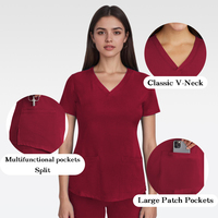 V-Hals 4-Way Stretch Verpleegster Uniform Vrouw Scrubs Uniformen Sets Custom Logo Duurzame Ademende Arts Verpleegster Outfits