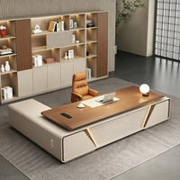 Bureau de direction moderne en forme de L, table de bureau en bois de luxe, mobilier de poste de travail professionnel