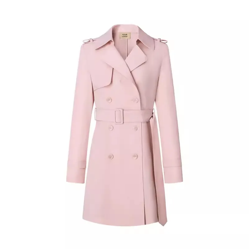 Factory Directly Supply Custom Double Breasted Jackets Classic Long Windproof Belt Trench Coat Women Long Trench Coat