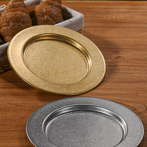 <span class=keywords><strong>Assiette</strong></span> ronde rétro en acier inoxydable Assiettes à dîner occidentales Assiettes Plateau Restaurant Vaisselle Plat d'extérieur Ménage - Product Image 6