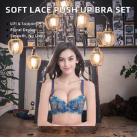 Soutien-gorge Confortable Femme à Armatures Push-Up 3/4 Bonnets Sans Coutures Bretelles Convertibles Quotidiennes Matière Spandex/Nylon Broderie Florale