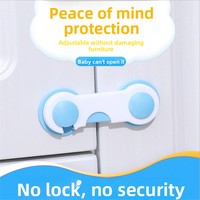 Verrous de sécurité pour enfants et loquets de porte d'armoire pour tiroirs, toilettes, réfrigérateurs - Protection de sécurité pour bébés (Modèle A1121 Bleu/Rose/Blanc)