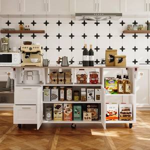 Isla de Cocina Extraíble de Estilo Moderno Personalizada, Gabinete de Almacenamiento con Cubierta de Madera y Ruedas, Diseño Shaker - Product Image 5