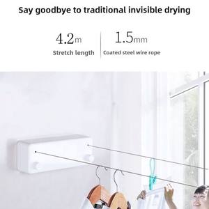 Tendedero de ropa doble retráctil de pared con cable de acero para el hogar, venta al por mayor - Product Image 4
