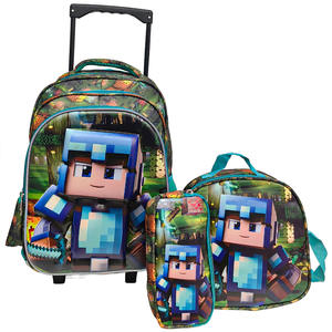 Tas Troli Sekolah Anak Kartun 16 Inci 3 Pcs Set 3D untuk Anak-anak, Set Ransel Sekolah dengan 2 Roda, Ransel Siswa dengan Troli - Product Image 1