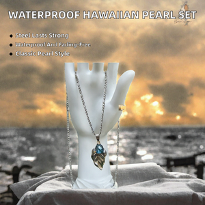 ORIGINAL )Leaf <b>Pearl</b> Jewelry <b>Set</b> Stainless Steel <b>Necklace</b> and Earring <b>Set</b> Vintage Style for Women Gift Party Wedding - Product Image 2