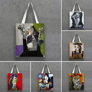 Picasso Retro Famous Oil Painting Vintage Pictures Print On Canvas Tote Bag