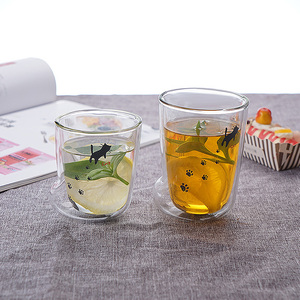 Canecas Duplas de Café em Vidro com Design de Pata de Gato Transparente e Fofo, Copos Pequenos Resistentes ao Calor - Product Image 4