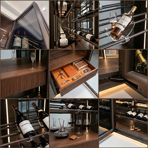 Étagères à vin modulaires de luxe modernes minimalistes de style italien, du sol au plafond, avec éclairage LED pour bar, maison, cave, villa - Product Image 3