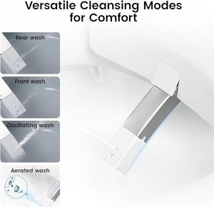 WC intelligent en céramique monobloc haut de gamme avec siège chauffant, chasse d'eau automatique, télécommande et garantie de 10 ans - Product Image 5