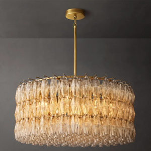 36" Clear Glass Round Chandelier American Style Home Decor Dining Room Modern Metal Handmade Glass Hanging Pendant Lamp - Product Image 2