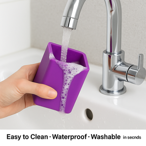 ที่ใส่ปากกาซิลิโคนแบบปรับแต่งได้ถ้วยดินสอทรงสี่เหลี่ยมปราศจากสาร BPA สามารถซักได้เก็บของได้ยืดหยุ่นสำหรับใช้แต่งหน้าในโรงเรียนสำนักงาน - Product Image 4