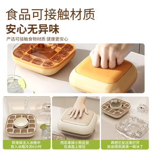 Molde de silicona reutilizable para cubitos de hielo con diseño de oso de dibujos animados, bandeja para hacer hielo con tapa para fiestas y uso doméstico - Product Image 4