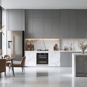 ตู้ไม้ในร่มเฟอร์นิเจอร์ห้องครัวปรับแต่งได้ดีไซน์ทันสมัยพร้อมประตูกระจก - Product Image 2