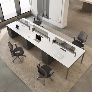 Poste de travail modulaire extensible et personnalisable, <span class=keywords><strong>bureau</strong></span> informatique moderne pour 2, 4 ou 6 personnes avec armoire intégrée pour espaces ouverts - Product Image 1