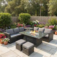 Ensemble de canapé en rotin portable et imperméable avec table foyer intégrée et rangement pour mobilier de jardin extérieur
